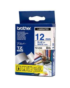 Brother TZe-233 – modrý tisk na bílém podkladu, 12 mm