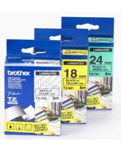Brother TZe-145 – bílý tisk na čirém podkladu, 18 mm