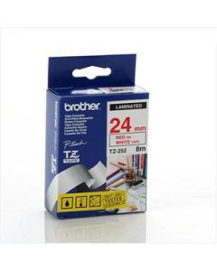Brother TZe-252 – červený tisk na bílém podkladu, 24 mm