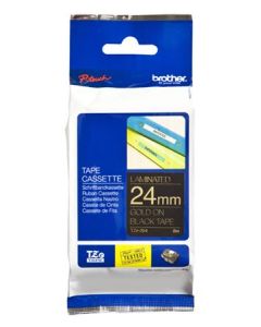 Brother TZe-354 – zlatý tisk na černém podkladu, 24 mm