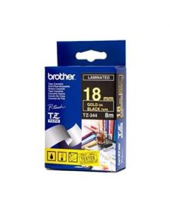 Brother TZe-344 – zlatý tisk na černém podkladu, 18 mm