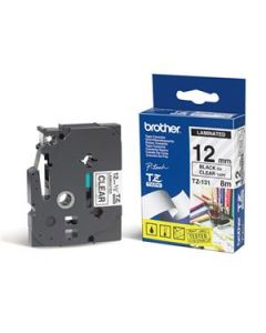Brother TZe-131 – černý tisk na čirém podkladu, 12 mm